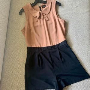 Topshop Nude/Black Romper with Bow